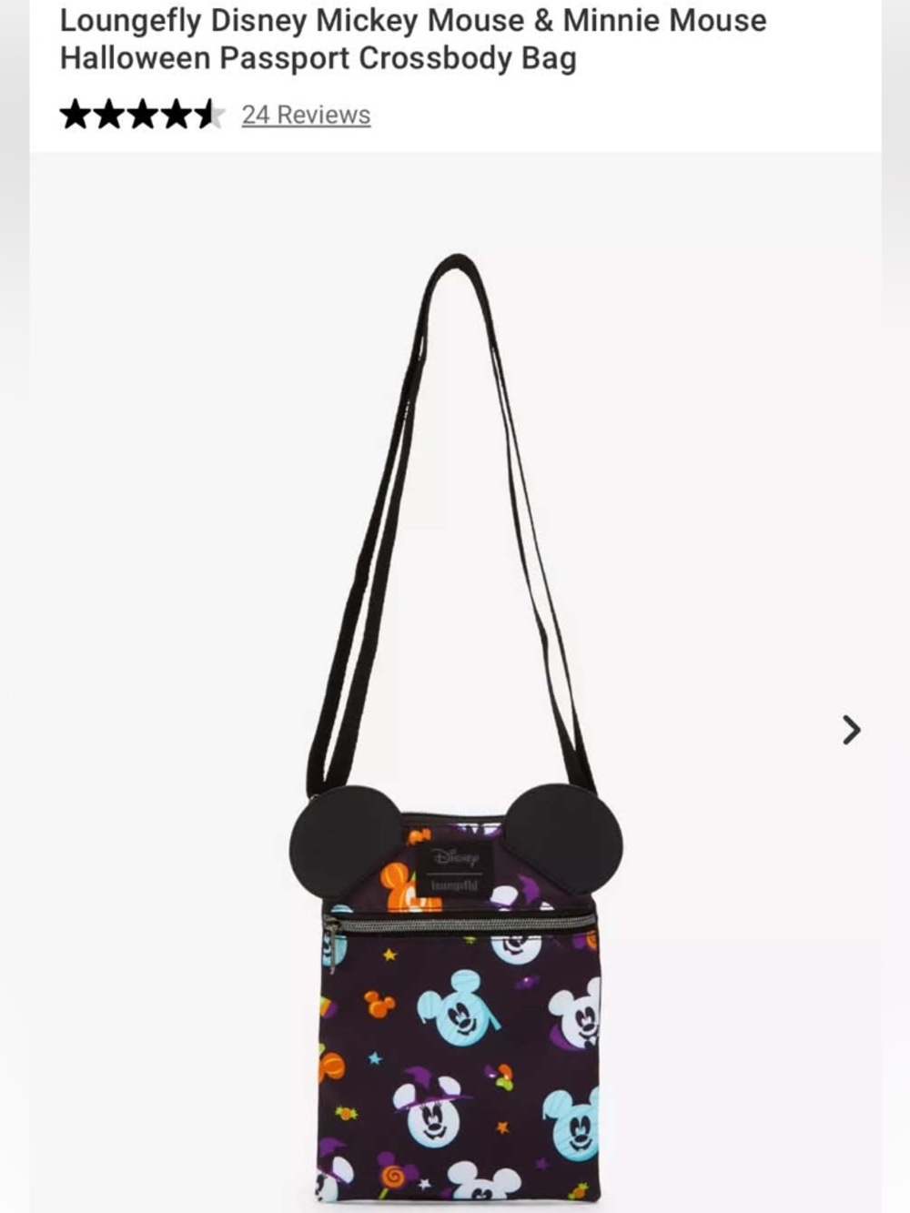🧁Loungefly Disney Mickey & Minnie Halloween Passport Crossbody Bag - Black